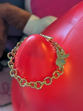 Playboy Gold Color Bunny Charm Chain Bracelet - Playful Women's Jewelry